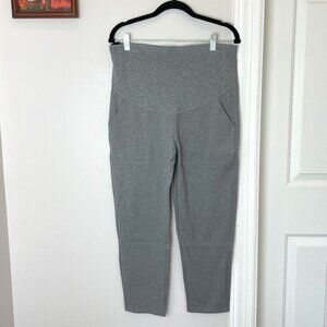 Gray Maternity Trouser Pants - Over-the-belly with stretch - ankle length